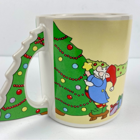 Russ Berrie Vintage Christmas Mug, Santa, Tree Handle 8903, Korea - Picture 3 of 8